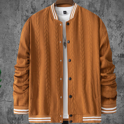Herren Bomberjacke Sportlich Strickmuster Modern