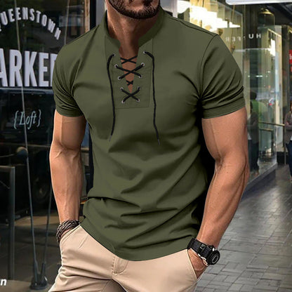 Herren Poloshirt Lässig Mit Schnürung Modern Style