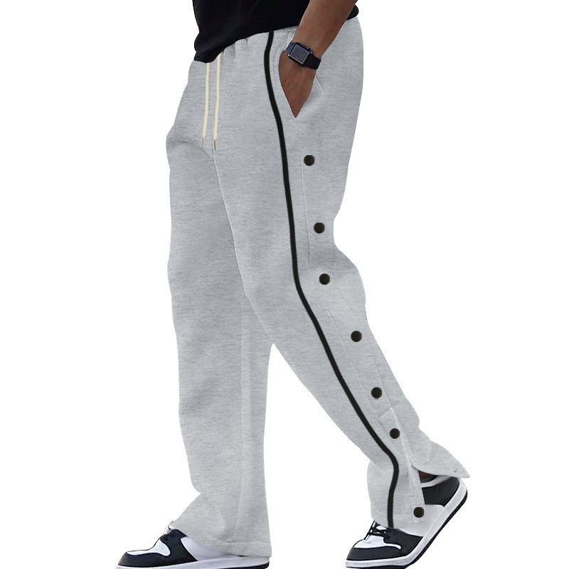Herren Freizeithose Sportlich mit Druckknöpfen Schwarz