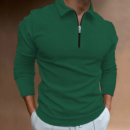 Herren Sportshirt Langarm Reißverschluss Modern