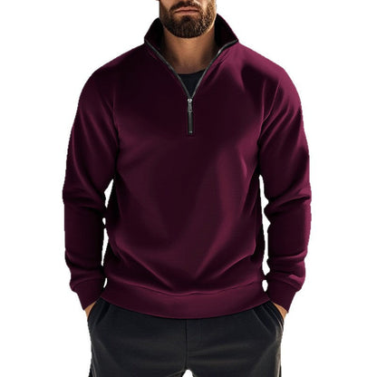 Herren Pullover Stehkragen Halb-Reißverschluss Modern