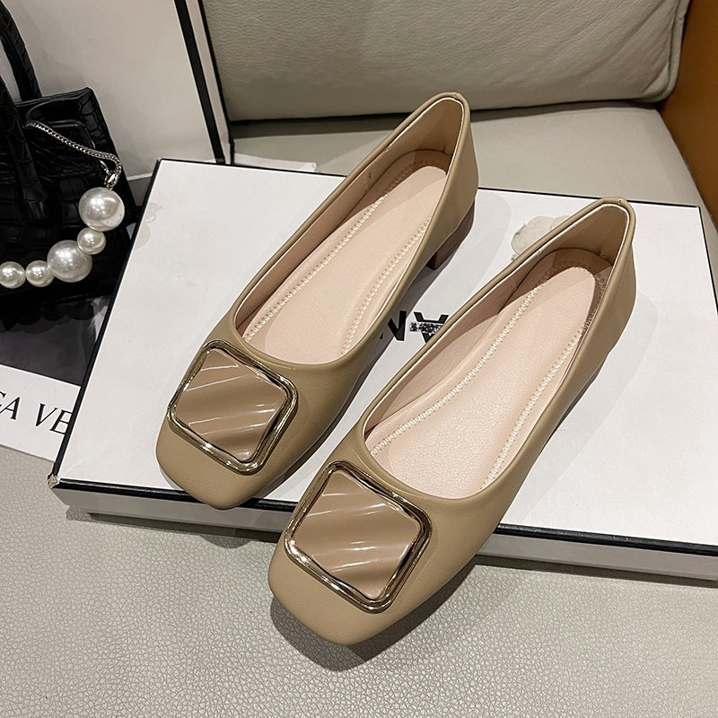 Damen Ballerinas Elegante Schuhe mit Quadrat Detail Modern - BerlinGlamour