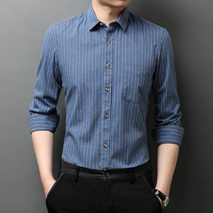 Herren Hemd Langarm Streifenmuster Elegant SlimFit