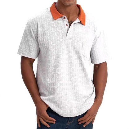 Herren Poloshirt Strukturiert Kontrastkragen Modern
