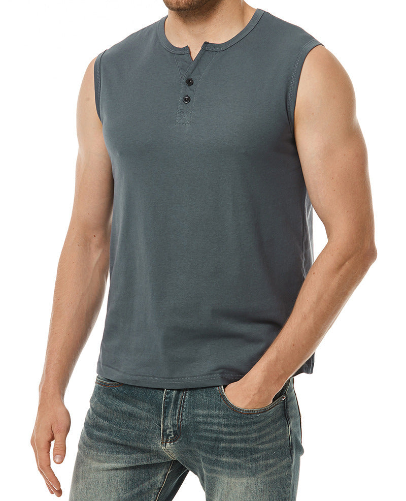 Herren Ärmelloses Hemd Modern Knopfleiste Slim Fit