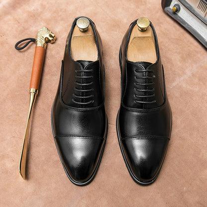 Damen Schnürschuhe Elegantes Leder Schwarz