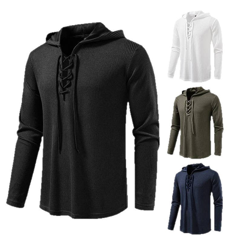 Herren Kapuzenpullover Struktur Design Schnürung Modern