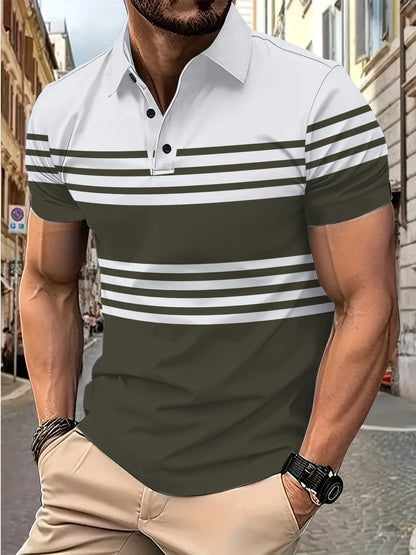 Herren Poloshirt Streifen Hochwertig Modern