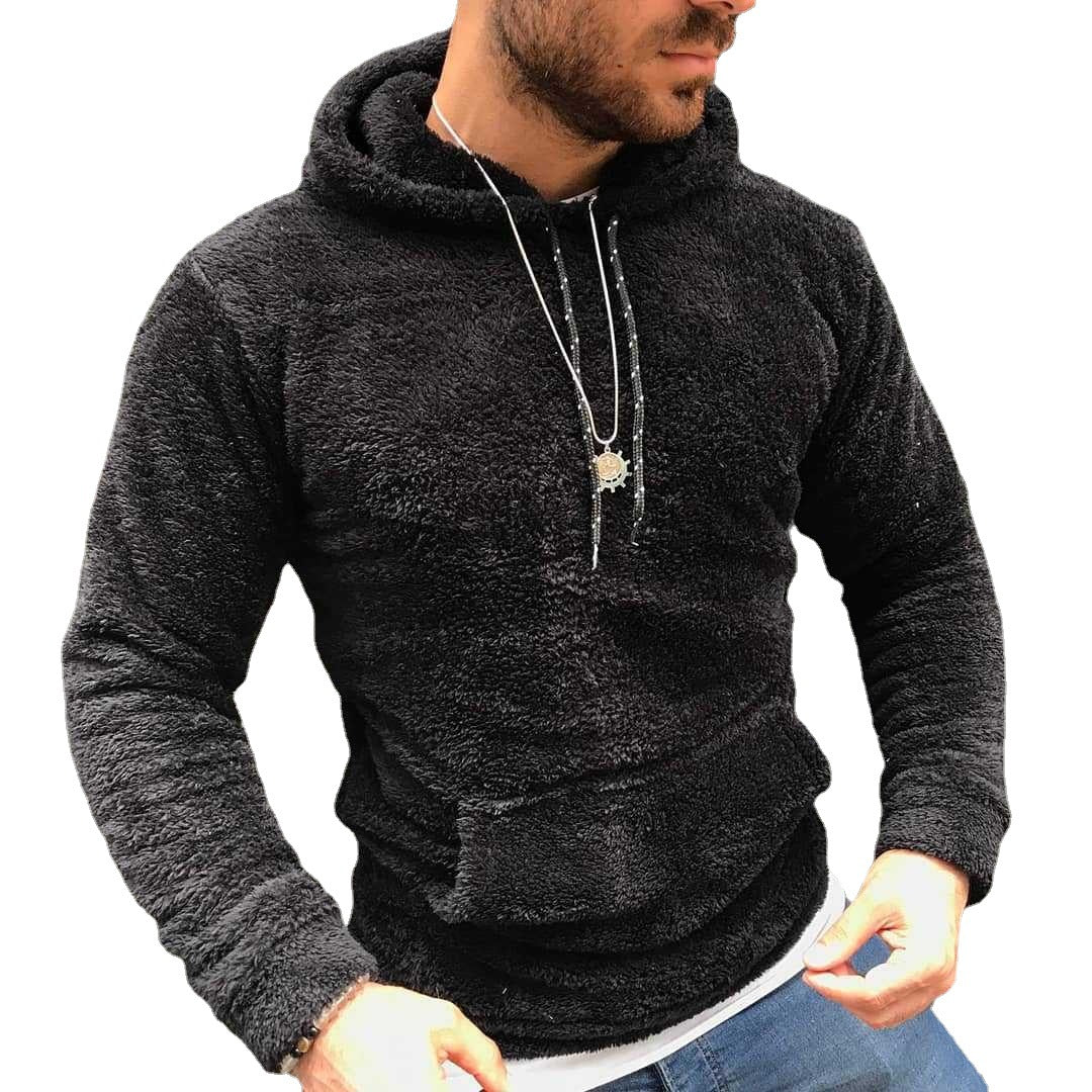 Herren Fleece-Pullover Kapuze Kängurutasche Warm