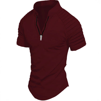 Herren Sportshirt Kurzarm Zip Modern