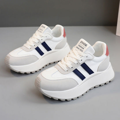 Damen Plateausneaker Hoch Atmungsaktiv Mesh Weiß