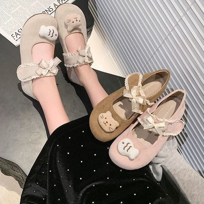 Damen Ballerinas niedlich mit Tiermotiv und verstellbarem Riemen - BerlinGlamour