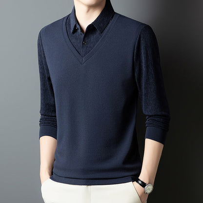Herren Pullover V-Ausschnitt Strukturiert Eleganter Style