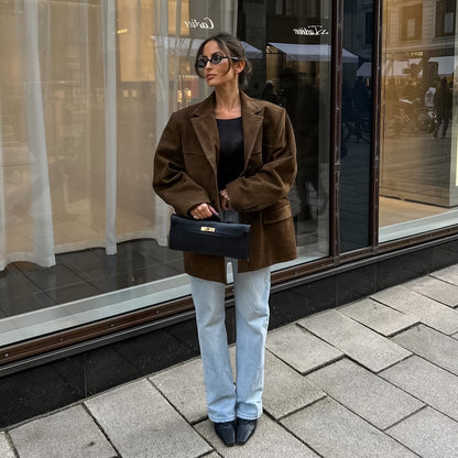Damen Lederjacke Klassisch Schwarz