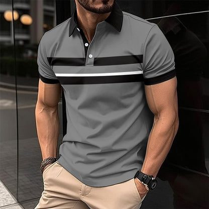 Herren Poloshirt Atmungsaktiv Kontraststreifen Modern