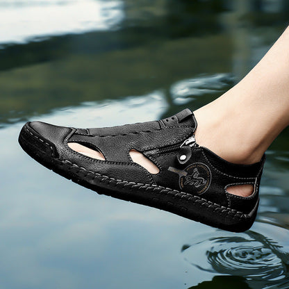 Leder Schuhe Herren Bequem atmungsaktiv Reißverschluss