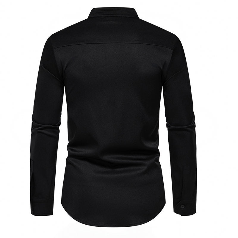 Herren Langarmhemd Asymmetrisch Knopf Design Modern