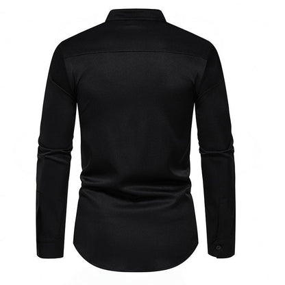 Herren Langarmhemd Asymmetrisch Knopf Design Modern