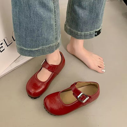 Damen Ballerinas mit Riemen Rutschfest Modisch Schwarz