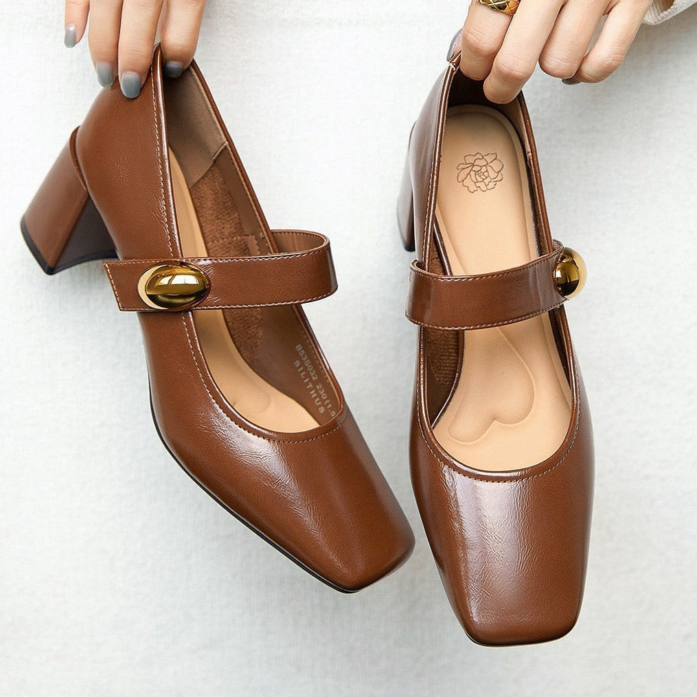 Damen Pumps mit Riemen und Blockabsatz Elegant Komfortabel - BerlinGlamour