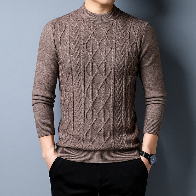 Herren Strickpullover mit Zopfmuster Grau Elegant
