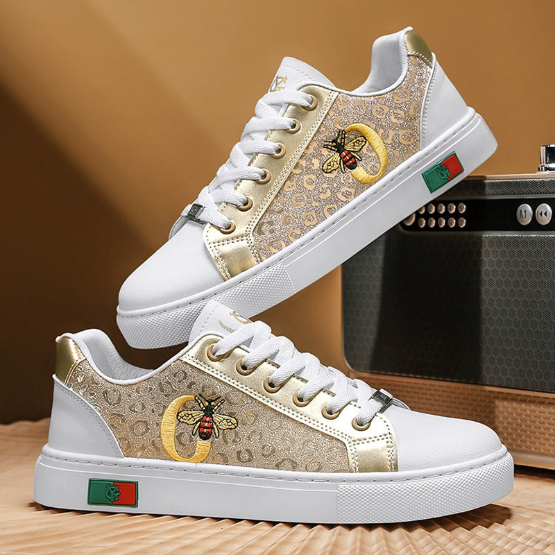 Damen Sneaker Leopardenmuster Bienen Motiv Trendy