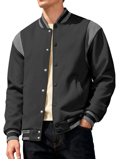 Herren Collegejacke Lässig Mit Druckknöpfen Elastisch
