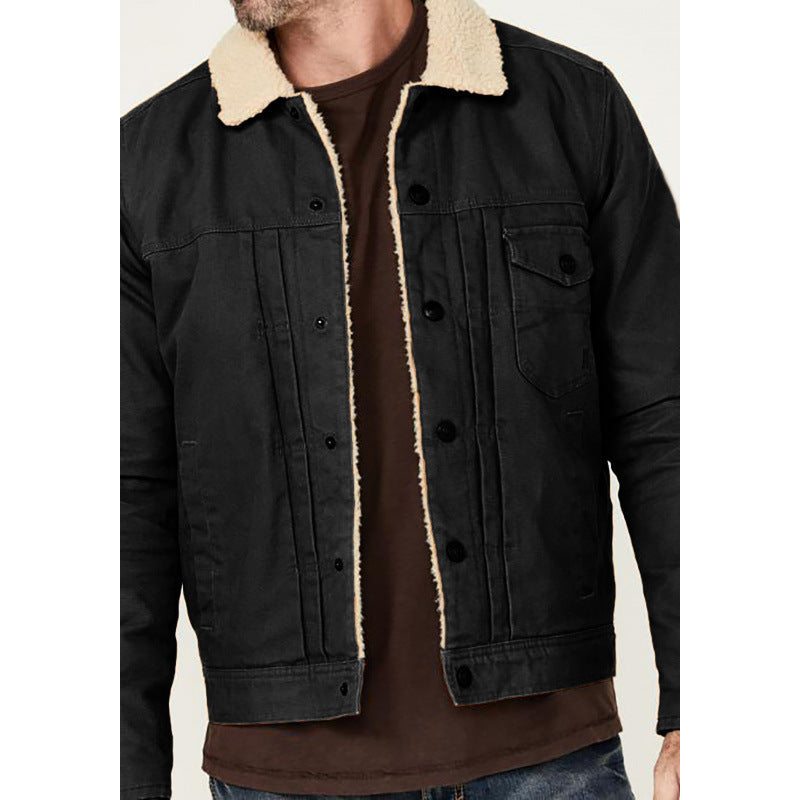 Herren Denimjacke Sherpa Futter Warm Modern