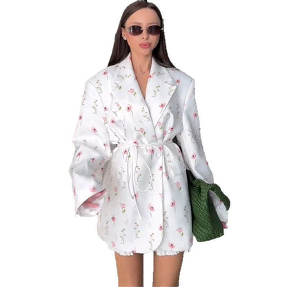 Elegante Damenblazer mit Blumenmuster Modern Frauenjacke