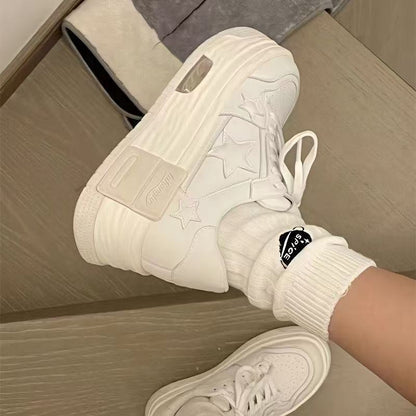 Damen Sneaker Plattform Bequem Sternen Design