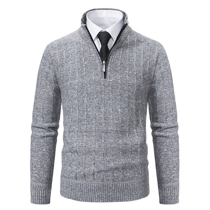 Herren Pullover Strick Reißverschluss Kragen Hoch