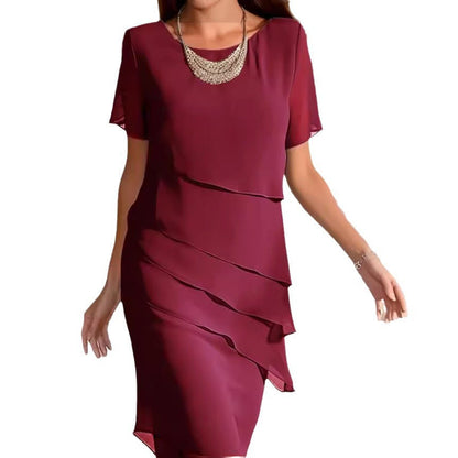 Elegantes Damen Wickelkleid mit Schichten Schwarz