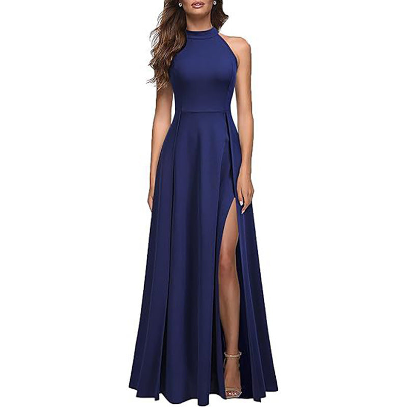 Damen Maxikleid Hochgeschlossen mit Seitenschlitz Elegant