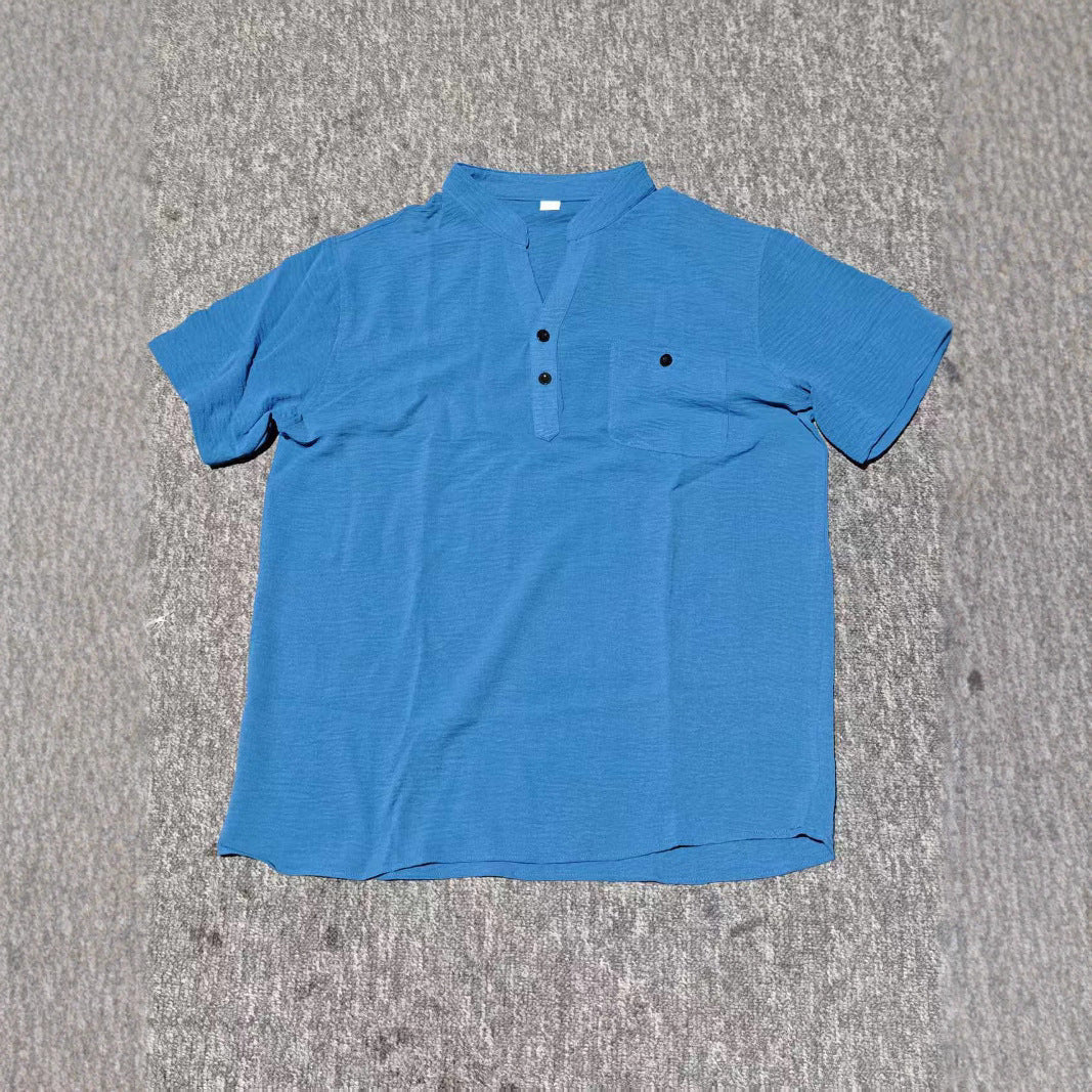 Herren Kurzarm Hemd Knopfverschluss Freizeit Moderne Style