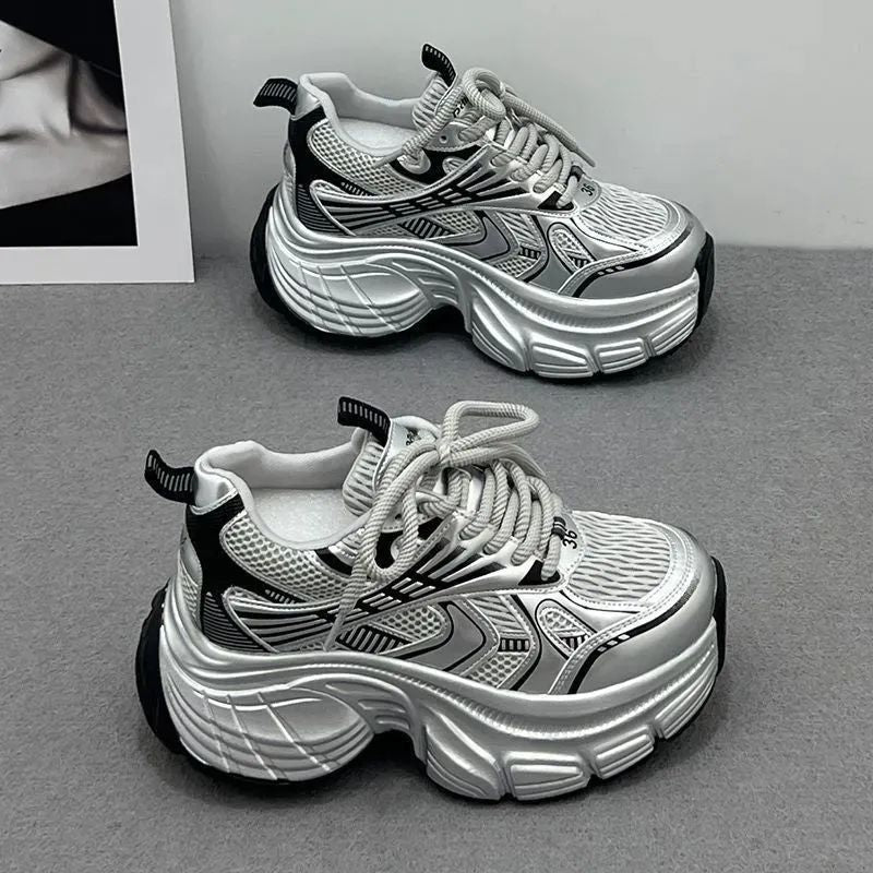 Damen Sneaker Chunky atmungsaktiv Netzstoff