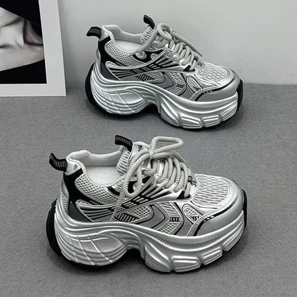 Damen Sneaker Chunky atmungsaktiv Netzstoff