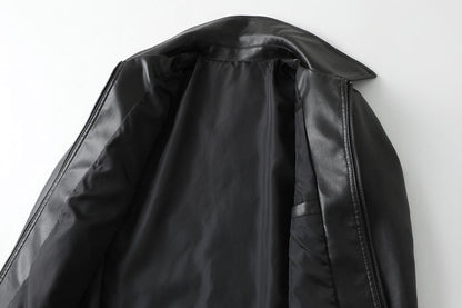 Herren Lederjacke Modern mit Taschen Schwarz Elegant