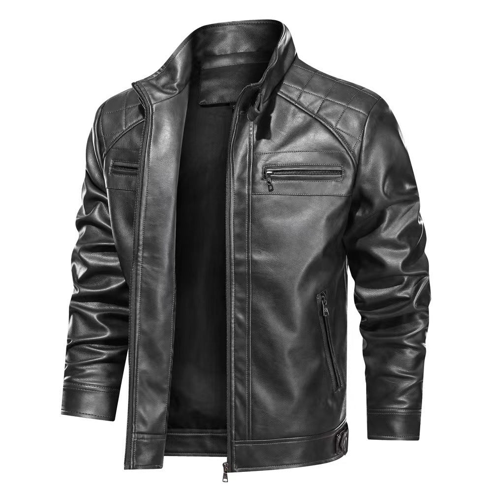 Leder Motorradjacke Herren Modern mit Taschen