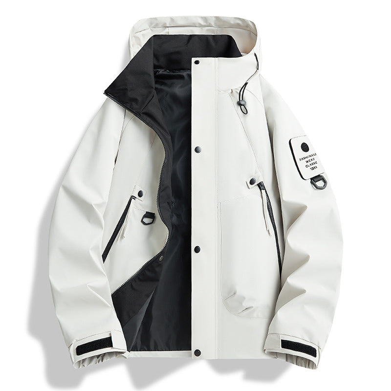 Wasserdichte Herrenjacke mit abnehmbarer Kapuze Funktionsjacke