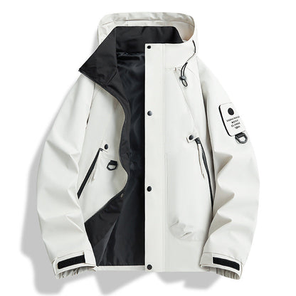 Wasserdichte Herrenjacke mit abnehmbarer Kapuze Funktionsjacke