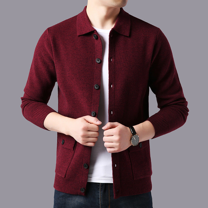 Herren Cardigan Lässig mit Taschen und Knopfverschluss