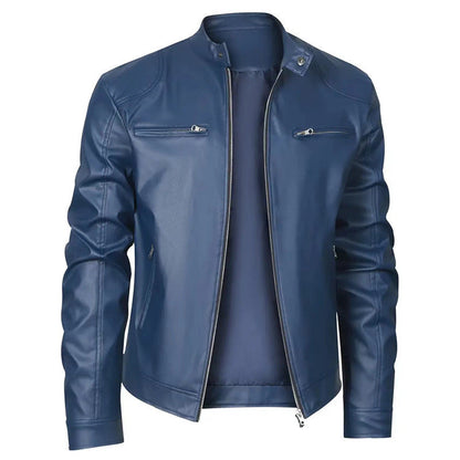 Lederjacke Herren Bikerjacke Schwarz mit Reißverschluss