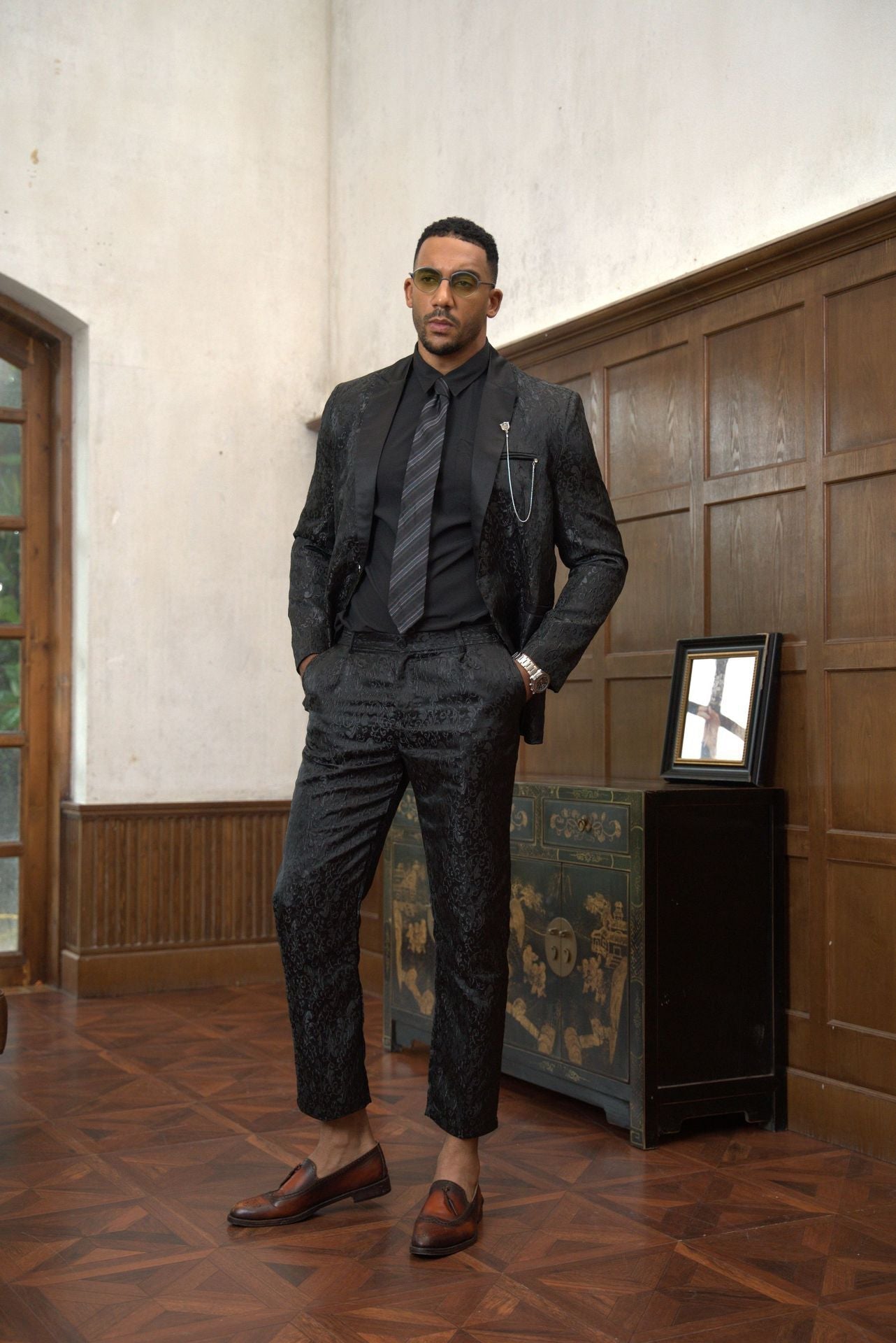 Herren Anzug Set Elegant Floralmuster Slim Fit