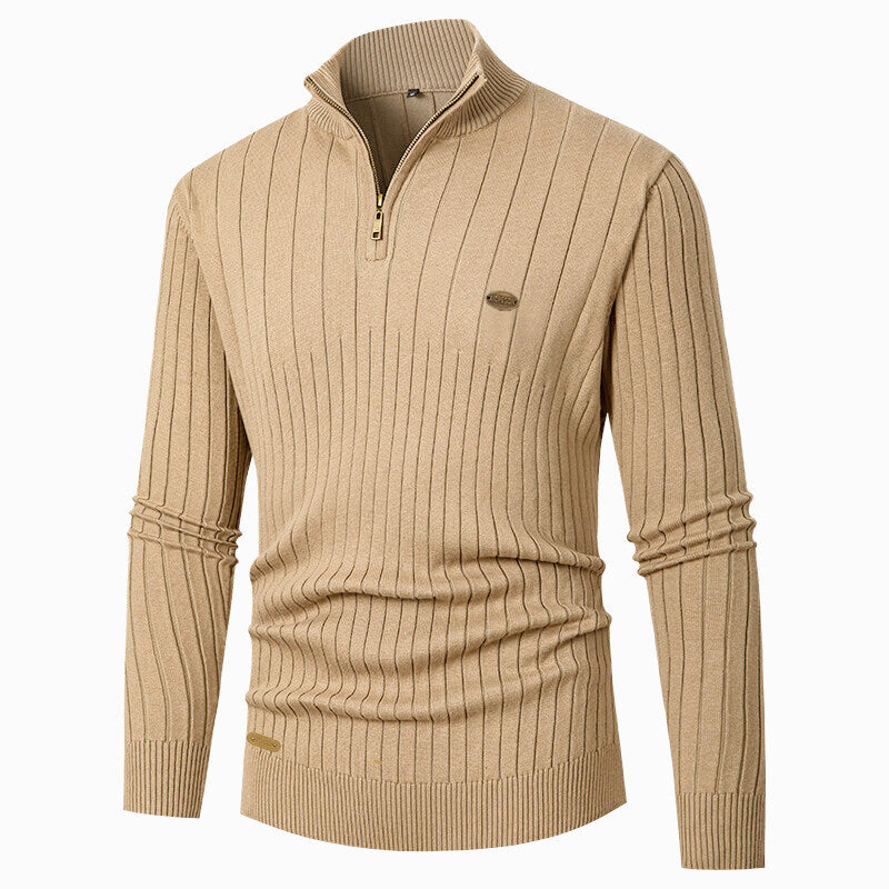 Herren Pullover Modern Rippenstruktur Reißverschluss