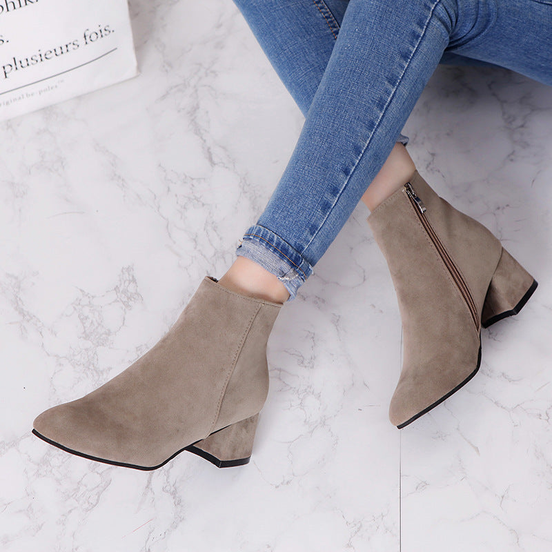 Damen Stiefeletten Elegant Reißverschluss Weich Lederobermaterial