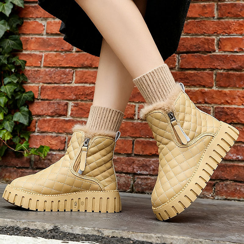 Damen Winterstiefel Flauschig Mit Reißverschluss