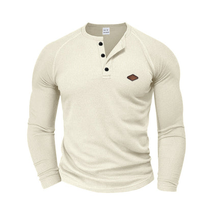 Herren Langarmhemd Strukturiert Modern Knopfdetails