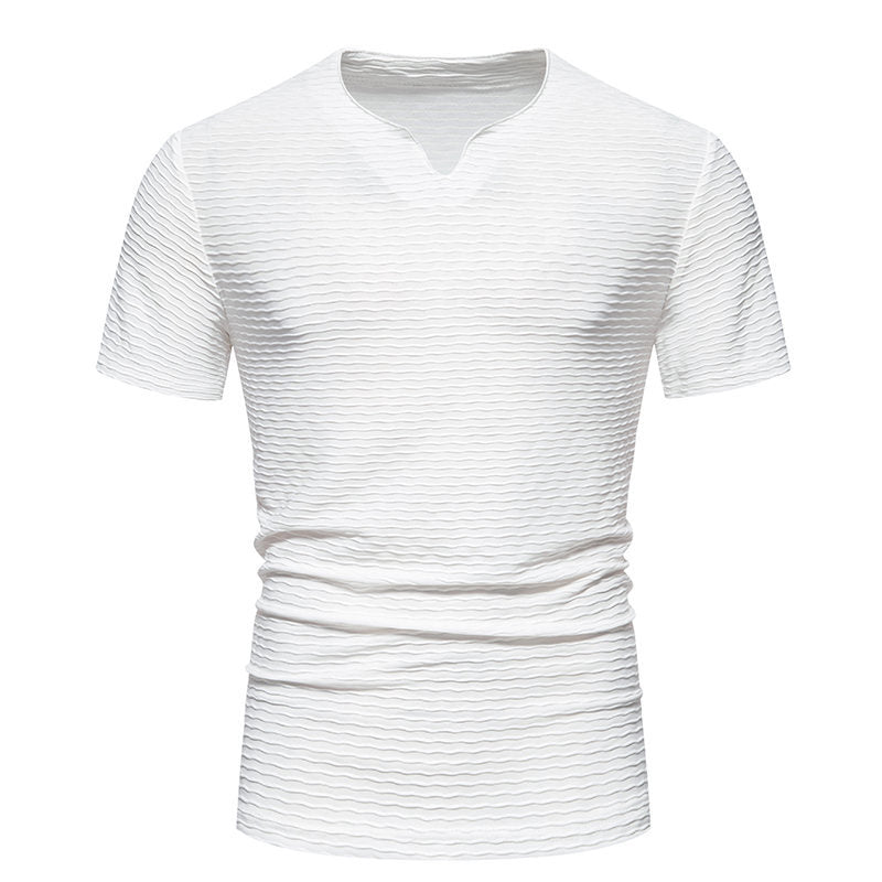 Männer T-Shirt V-Ausschnitt Strukturiert Modern