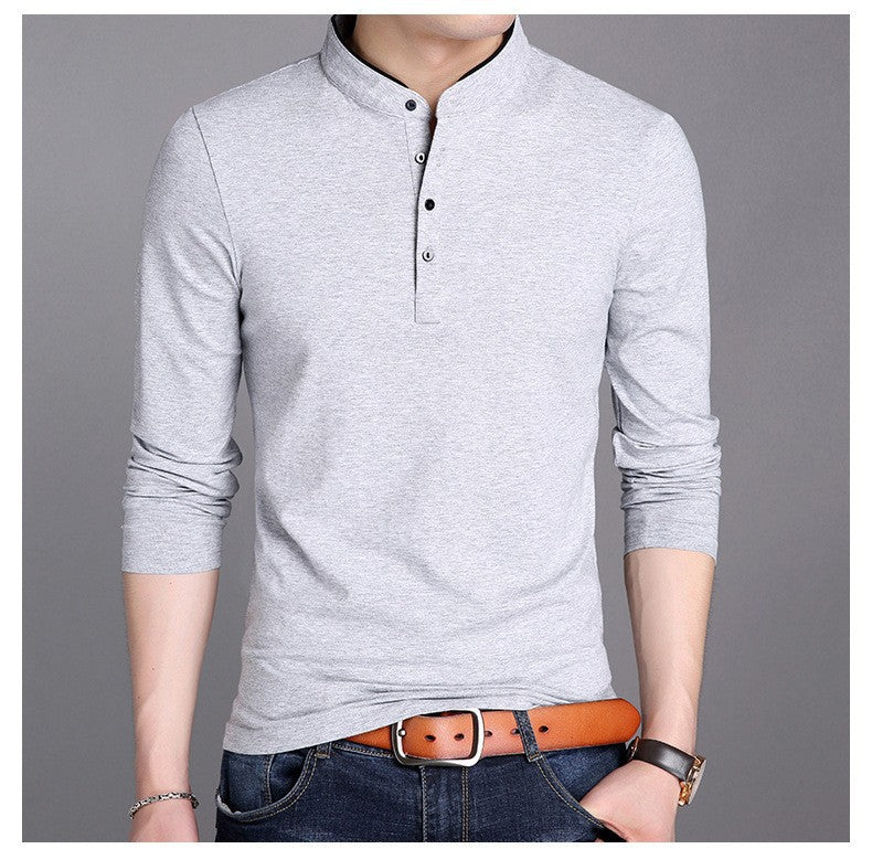 Herren Polohemd Langarm Modern Stehkragen Elegant
