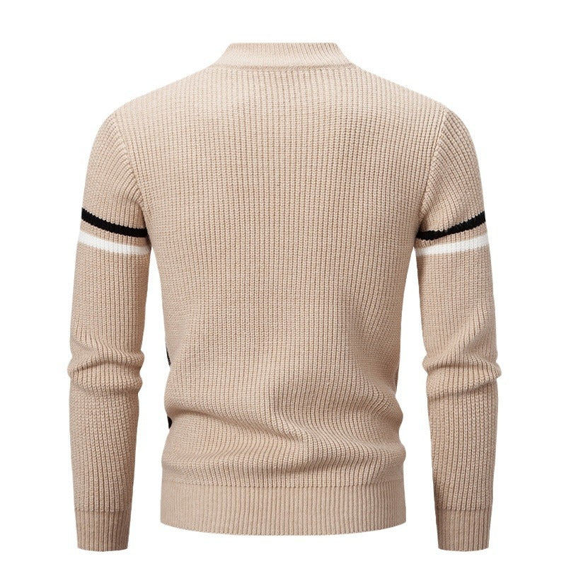 Herren Pullover Strick Modern Farbblock Kragen Hoch